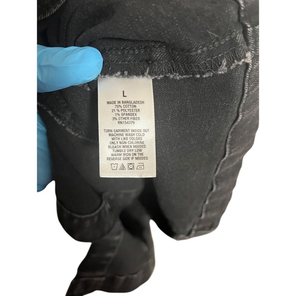 Aeropostale Dress Large Button Front Fitted Washed Black Denim Overalls - Picture 6 of 6